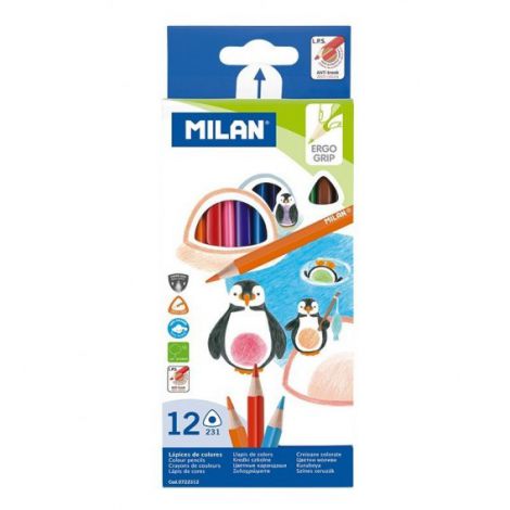 Kredki ołówkowe Milan 231 trójkątne, 12 kolorów